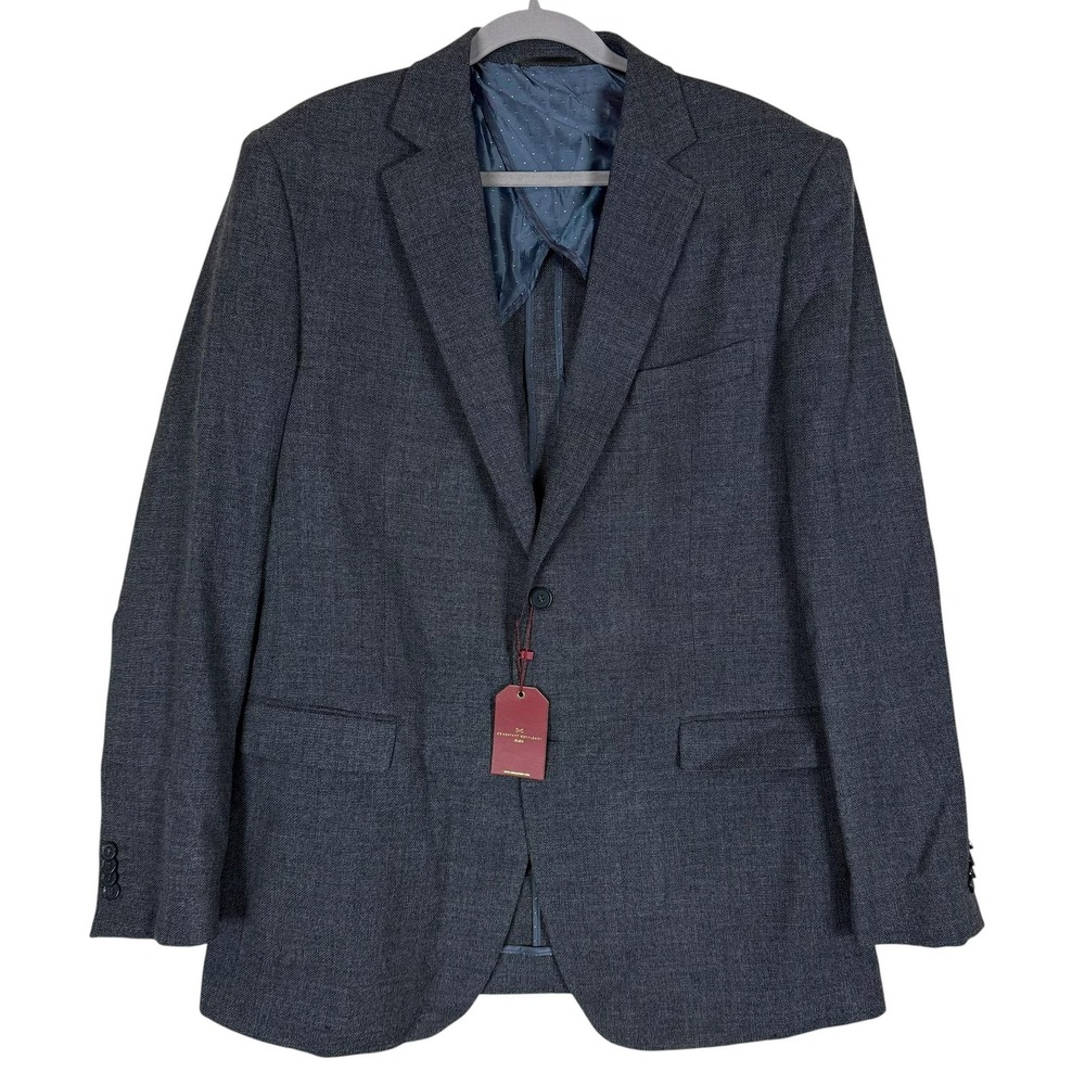 Combatant Gentlemen Blazer Mens 46L Gray Wool Hopsack Tailored Fit Mezzanine